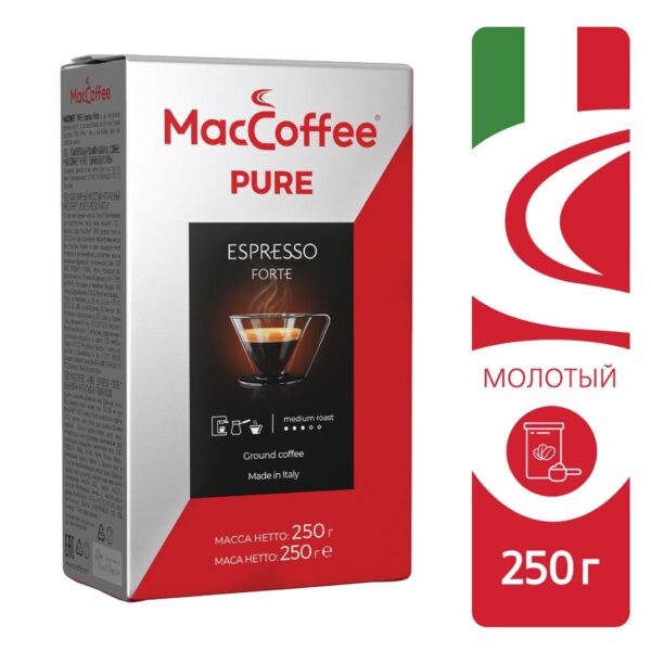 КОФЕ НАТ.ЗЕРНО PURE ESPRESSO FORTE MACCOFFEE 250ГР*12 ПАК