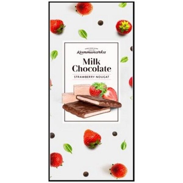 ШОКОЛАД MILK CHOKOLATE NOUGAT STRAWBERRY 80 ГР. 20 ШТ.