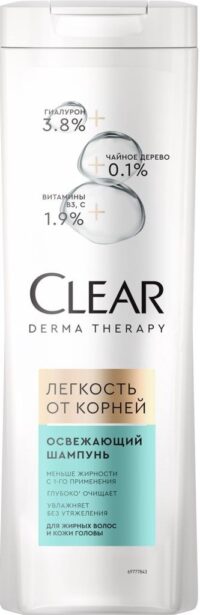 CLEAR DERMA THERAPY ОСВЕЖАЮЩИЙ ШАМПУНЬ ЛЕГКОСТЬ ОТ КОРНЕЙ 380 МЛ