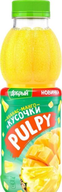 Напиток сокосодержащий  Добрый  Pulpy Ананас-Манго с кусочками ананаса 0.45л.