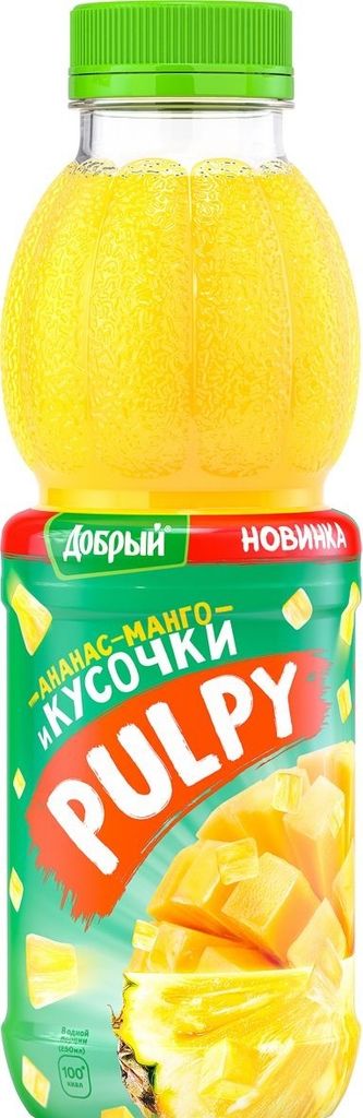 Напиток сокосодержащий  Добрый  Pulpy Ананас-Манго с кусочками ананаса 0.45л.