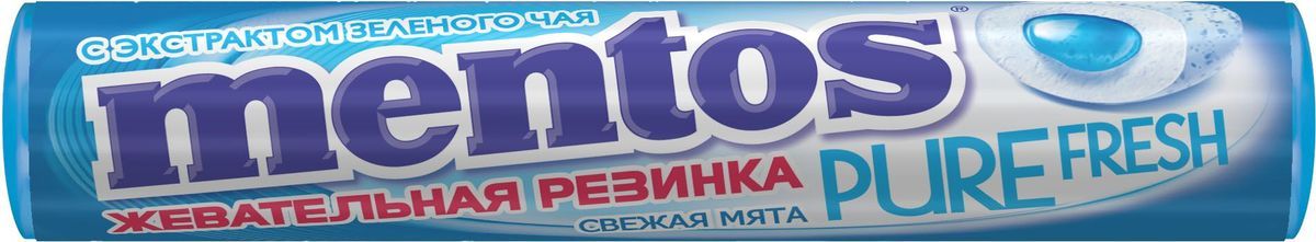 Жевательная резинка  Mentos  Pure Fresh Свежая мята 15.5гр.