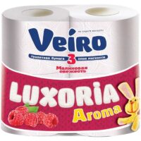 ТУАЛЕТНАЯ БУМАГА VEIRO LUXORIA AROMA МАЛИНА 3СЛ 4ШТ