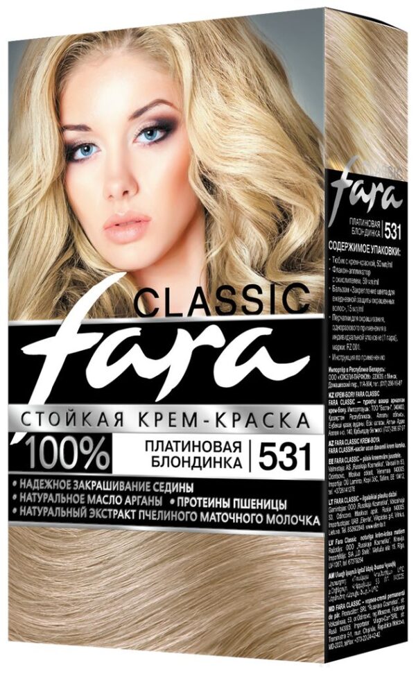 FARA CLASSIC КРАСКА ДЛЯ ВОЛОС ПЛАТИНОВАЯ БЛОНДИНКА 531/ПО 6ШТ