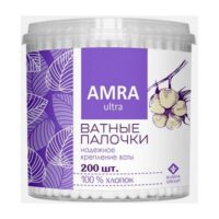 AMRA ВАТНЫЕ ПАЛОЧКИ ЦИЛИНДР 200ШТ*24