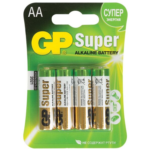 БАТАРЕЙКА GP SUPER ALKALINE 15A АA ПАЛЬЧИКОВАЯ БЛИСТЕР 4ШТ