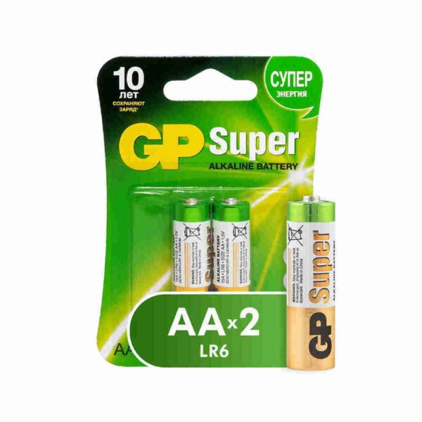 БАТАРЕЙКА GP SUPER ALKALINE 15A АA ПАЛЬЧИКОВАЯ БЛИСТЕР 2ШТ