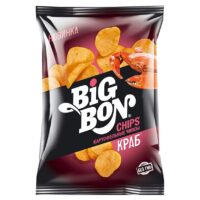 ЧИПСЫ BIG BON ИЗ СЫРОГО КАРТОФЕЛЯ СО ВКУСОМ КРАБА 75ГР