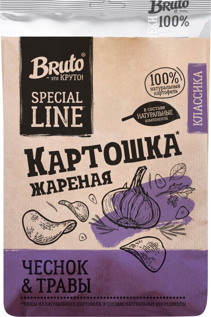 BRUTO КРАФТ КАРТОШКА КЛАССИКА 120Г ЧЕСНОК И ТРАВЫ