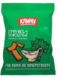 СУХАРИКИ РЖАНО-ПШЕНИЧ ГРЕНКИ" КЛИНЫ СО ВКУС СМЕТАНЫ С ЗЕЛЕНЬЮ 100Г"