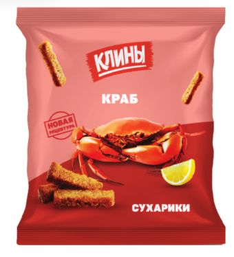 СУХАРИКИ РЖАНО-ПШЕНИЧ КЛИНЫ СО ВКУС КРАБА 40Г