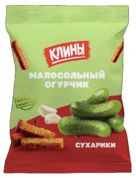 СУХАРИКИ РЖАНО-ПШЕНИЧ КЛИНЫ СО ВКУС МАЛОСОЛ ОГУРЧИКА 100Г