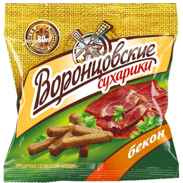 СУХАРИКИ СО ВКУСОМ БЕКОН ВОРОНЦОВСКИЕ 22*80ГР