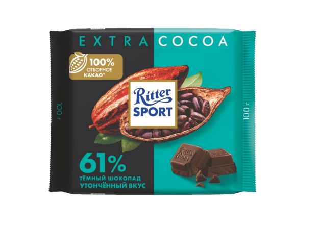 Шоколад  Риттер Спорт  темный Extra cocoa 61% 100гр.