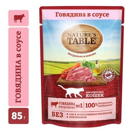 NATURE'S TABLE ГОВЯДИНА СОУС 28*85Г