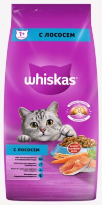 Сухой корм WHISKAS для взрослых кошек «Подушечки с нежным паштетом. Обед с лососем»