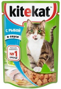 Влажный корм для кошек Kitekat с сочными кусочками рыбы в соусе