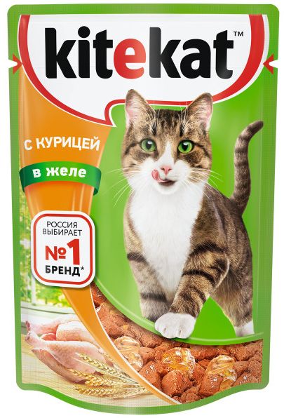 Влажный корм для кошек Kitekat c сочными кусочками курицы в желе