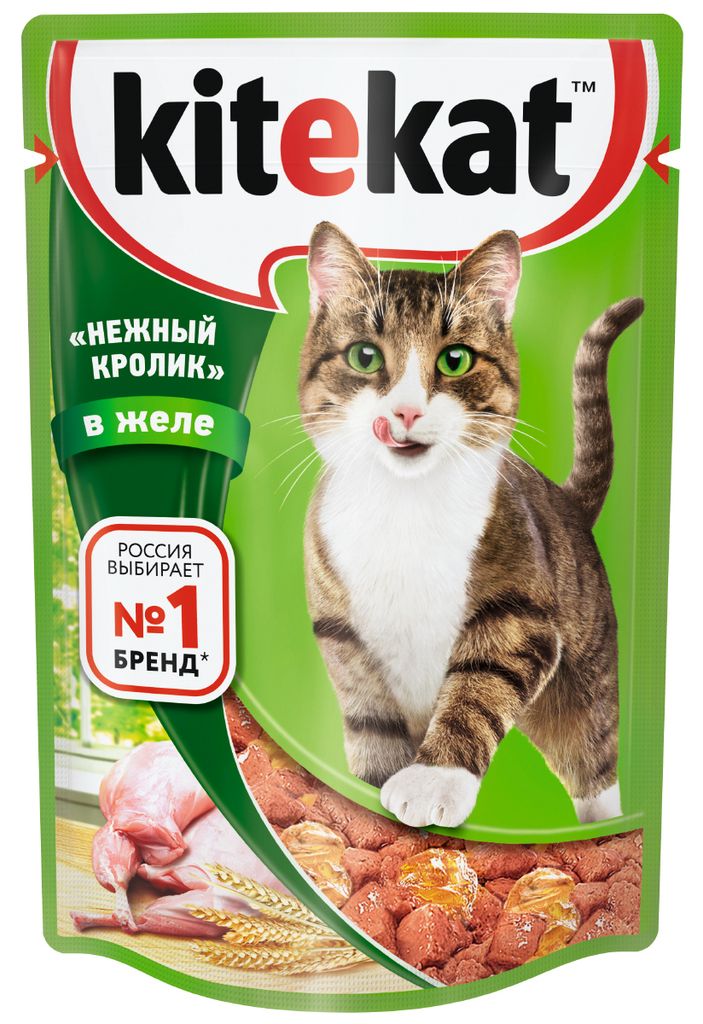 Влажный корм для кошек Kitekat Нежный кролик» в желе