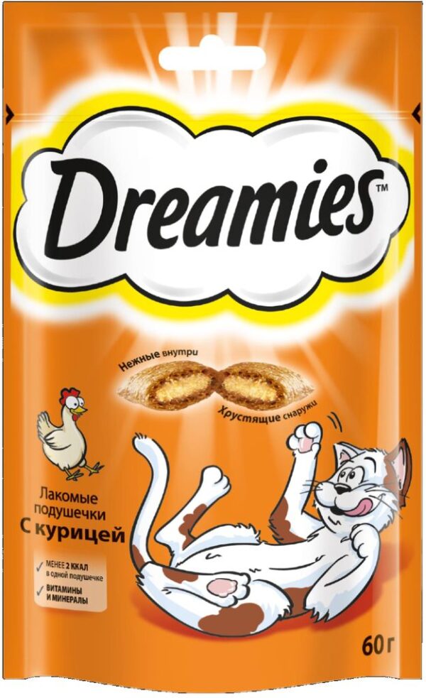 Лакомство для кошек Dreamies подушечки с курицей