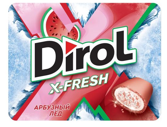 Жевательная резинка DIROL X-FRESH Арбузный Лед без сахара с арбузным вкусом