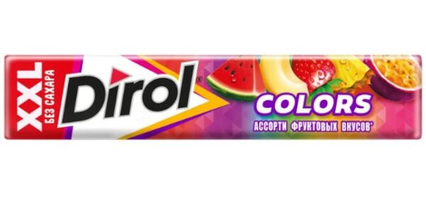 Жевательная резинка DIROL Colors XXL Ассорти фруктовых вкусов без сахара ароматизированная