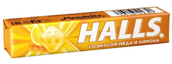 Карамель леденцовая HALLS со вкусом меда и лимона