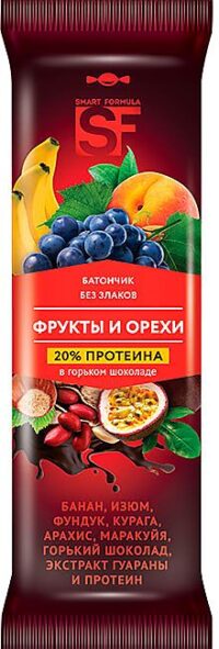 БАТОНЧИК SMART FORMULА ФРУКТ.ОРЕХИ И ПРОТ В ГОР.ШОК. 40ГР