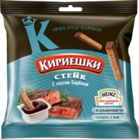 СУХАРИКИ КИРИЕШКИ СТЕЙК 60ГР+ БАРБЕКЮ СОУС 25ГР (БС295)